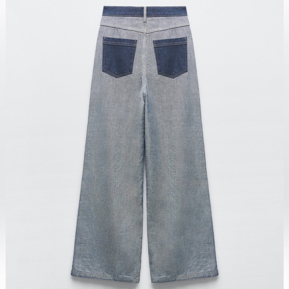 ZARA 2 PIECE ZW DENIM CORSET AND HIGH-WAISTED WIDE LEG LOOSE FIT JEANS - Picture 7 of 8